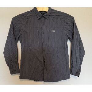 The North Face Men's Vented Button Up Long Sleeve Shirt Black Stripe Medium‎